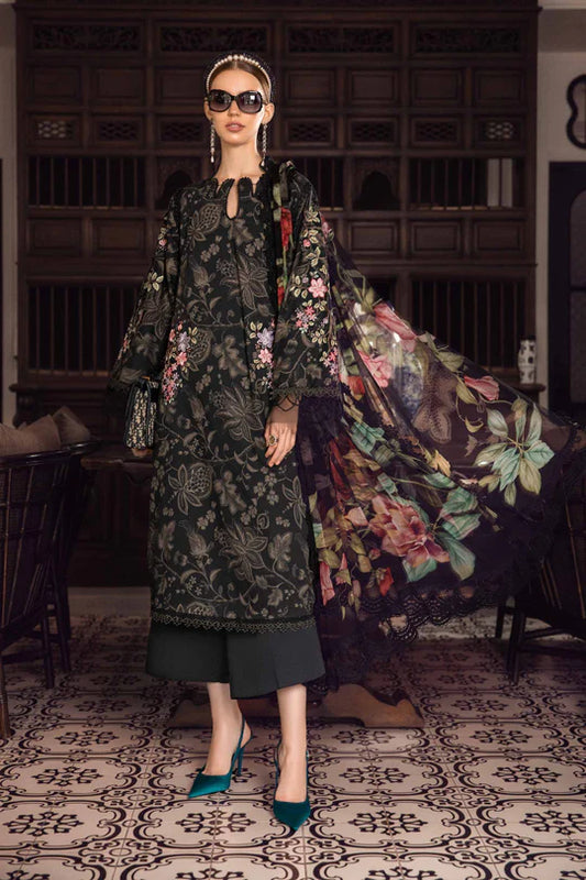 Maria B Unstitched 3 Piece - Printed Embriodered Viscose Suit