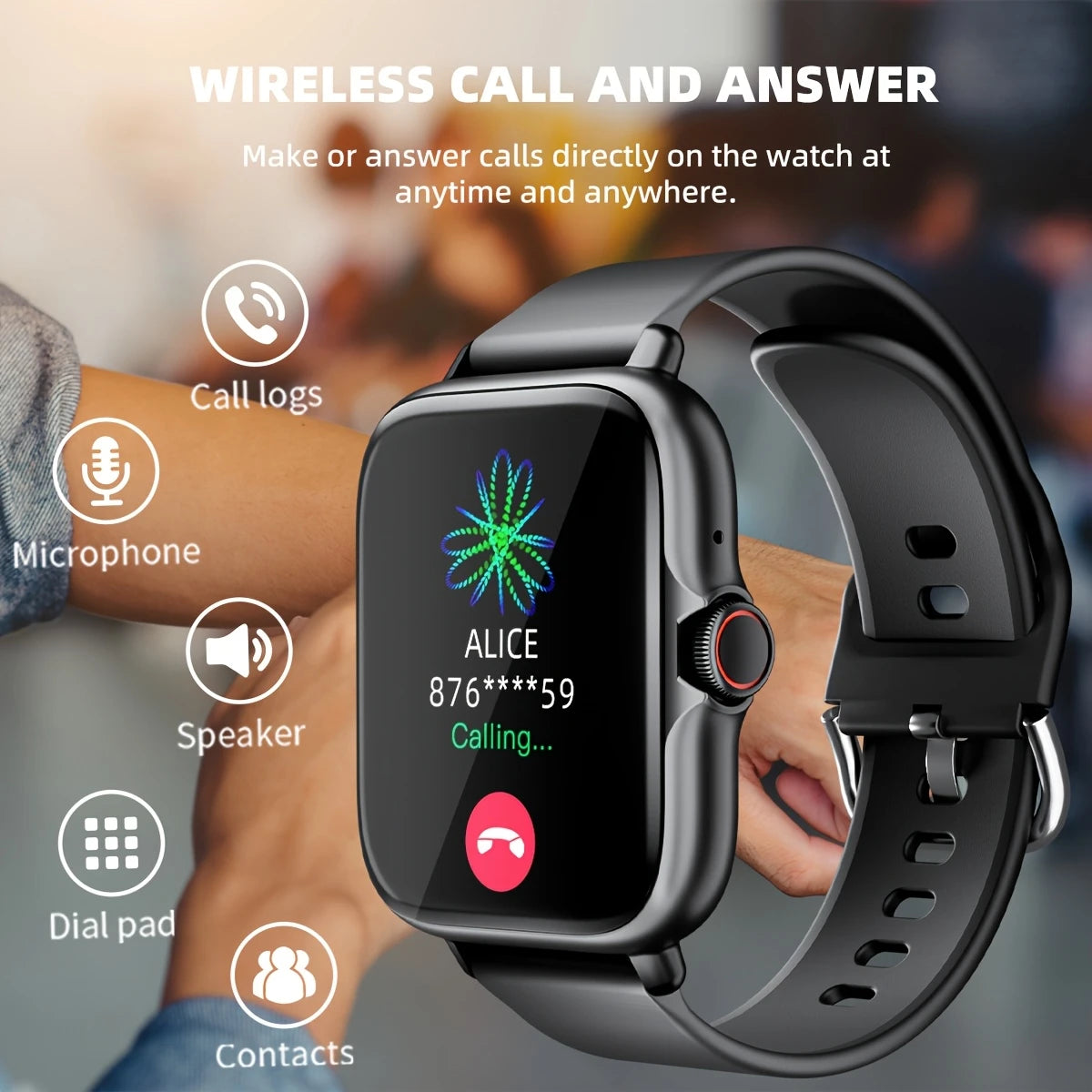 Smart Sports Watch | 4.65cm Touch Screen | Call & Message Alerts | Fitness Tracker for Android & iPhone