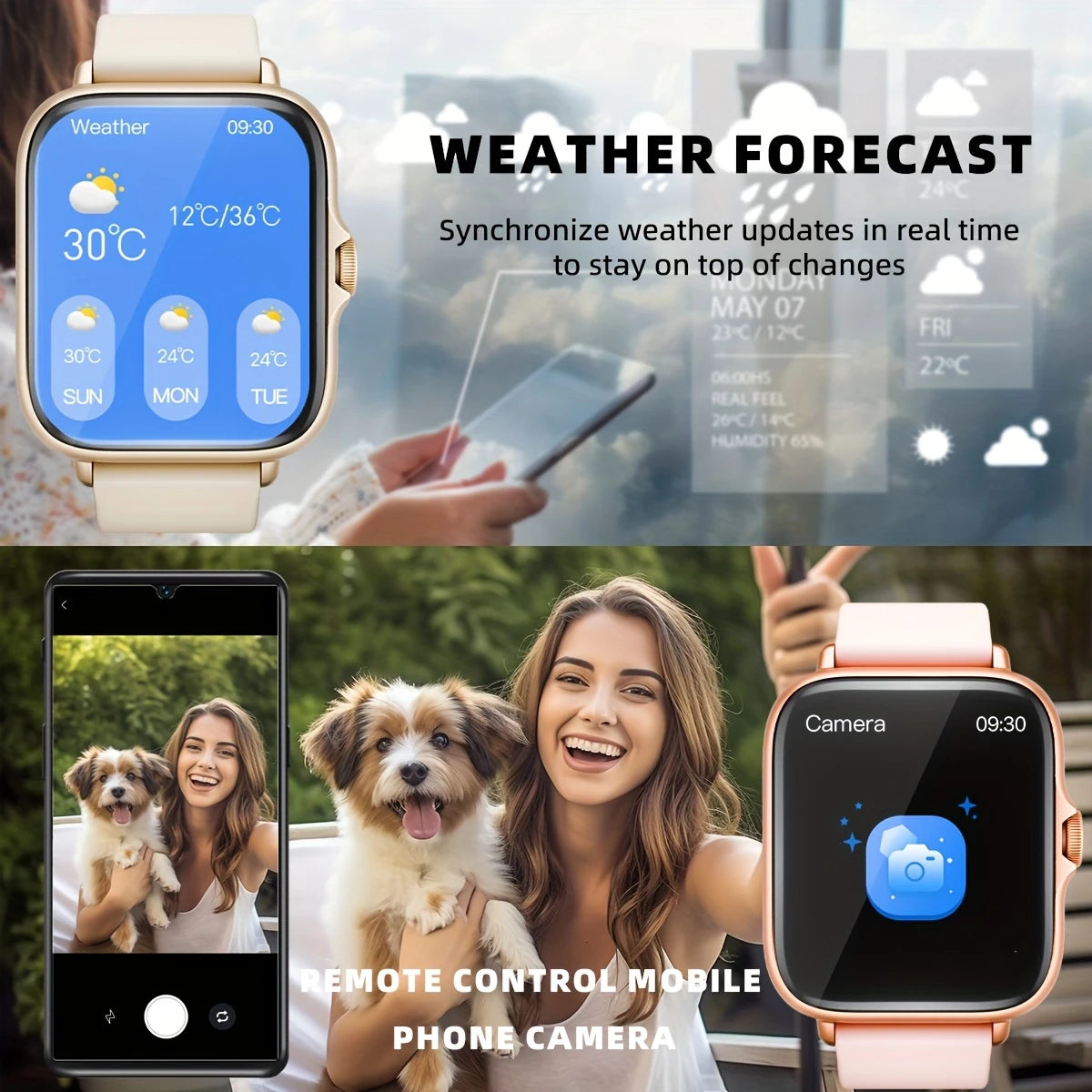 Smart Sports Watch | 4.65cm Touch Screen | Call & Message Alerts | Fitness Tracker for Android & iPhone